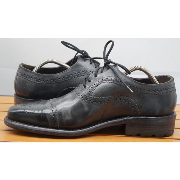 New! FREEBIRD Steven George Black Brogue Leather Oxford Wingtip Shoes Size 10 - Picture 10 of 14